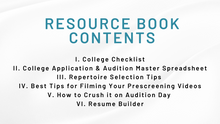 Load image into Gallery viewer, College Application &amp; Audition Resource Book + Webinar Replay